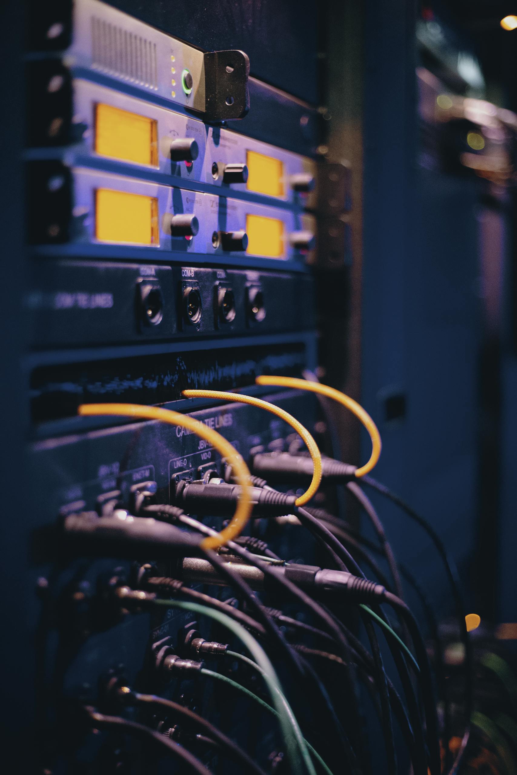 Ethernet Cables Plugged on a Server Rack